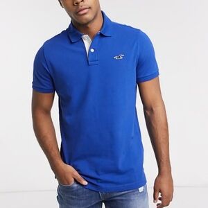 Hollister Men's Vibrant Blue Polo Shirt